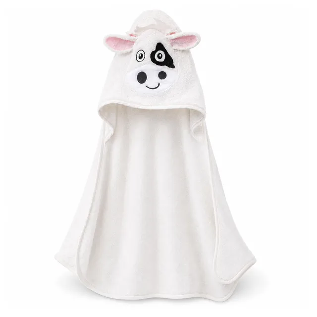 minky-mooh-badeponcho-kuh-bio-baumwolle-75x75-cm-wei-mit-kapuze image 1