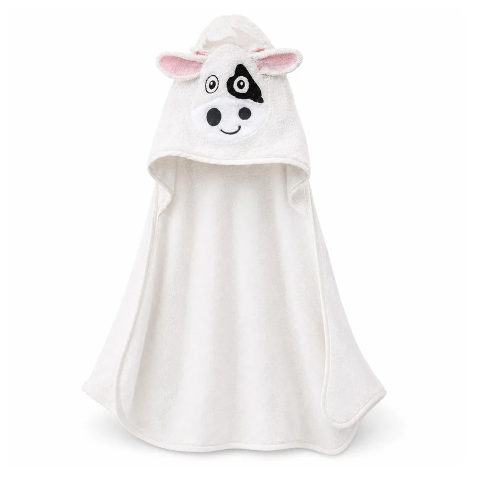minky-mooh-badeponcho-kuh-bio-baumwolle-75x75-cm-wei-mit-kapuze image 1