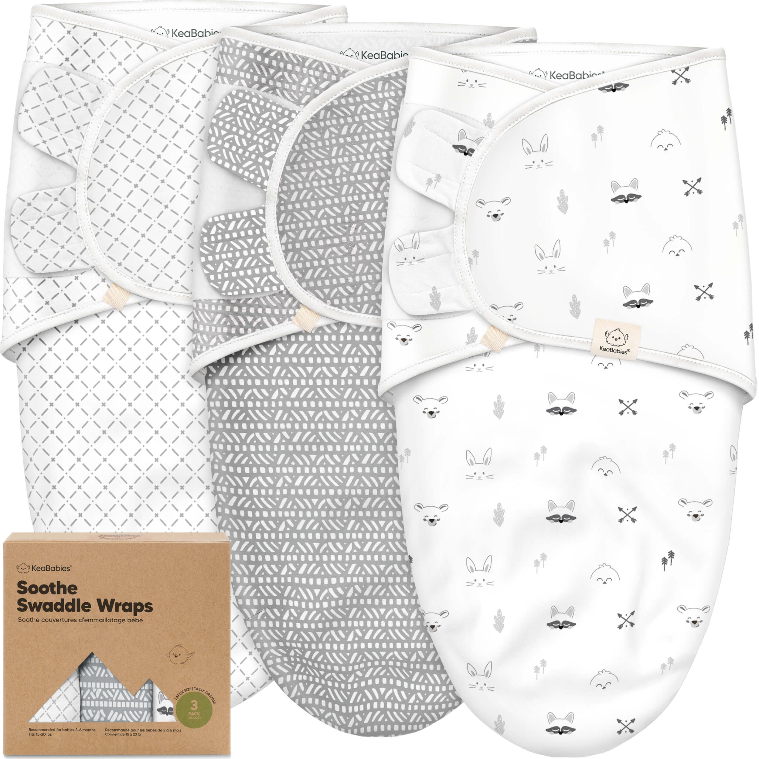 keababies-soothe-3-pack-puckt-cher-swaddle-wraps-bio-baumwolle image 1
