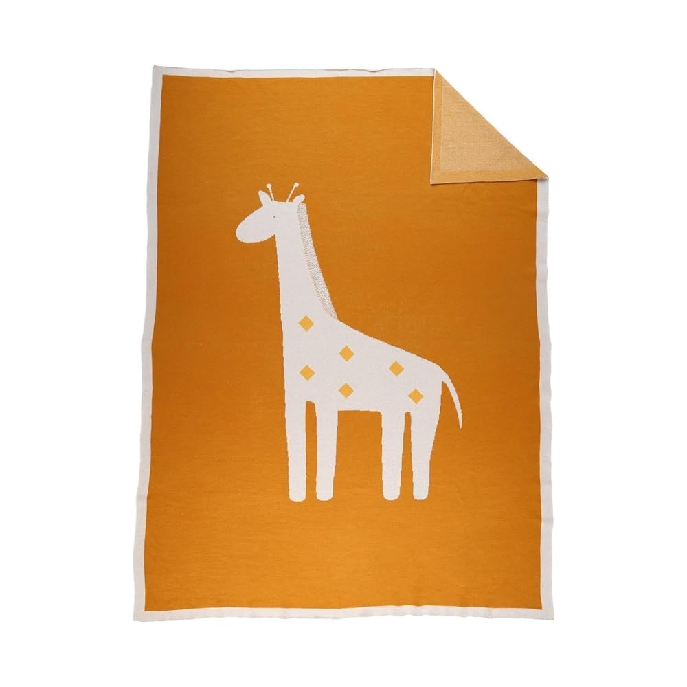 noukies-tiga-jacquard-decke-giraffe-ocker-100-x-140-cm-bio-baumwolle image 1