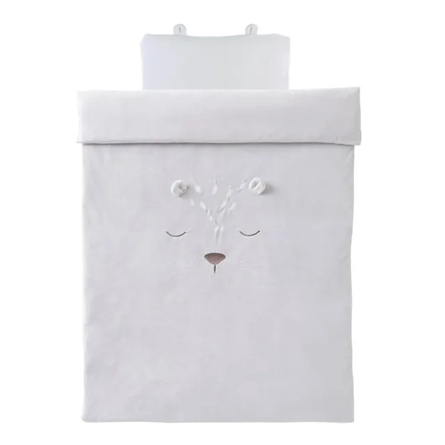 noukies-babou-kendi-bettbezug-100-x-140-cm-grau-mit-kissenbezug image 1