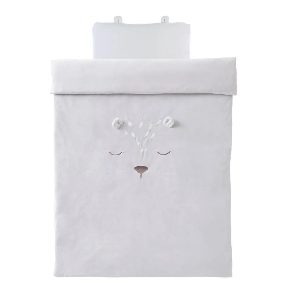 noukies-babou-kendi-bettbezug-100-x-140-cm-grau-mit-kissenbezug image 1