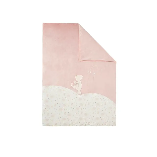 noukies-veloudoux-tagesdecke-mix-match-rosa-natur-100x140-cm image 1