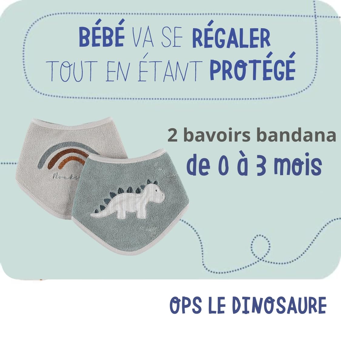 noukie-s-stegi-2er-bandana-l-tzchen-dinosaurier-bis-3-monate image 2