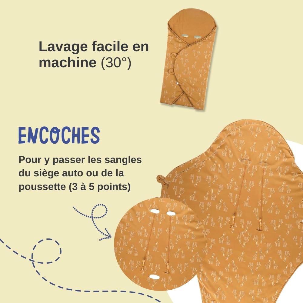 noukies-mix-match-tagesdecke-ocker-giraffe-bio-jersey-spazierdecke image 3