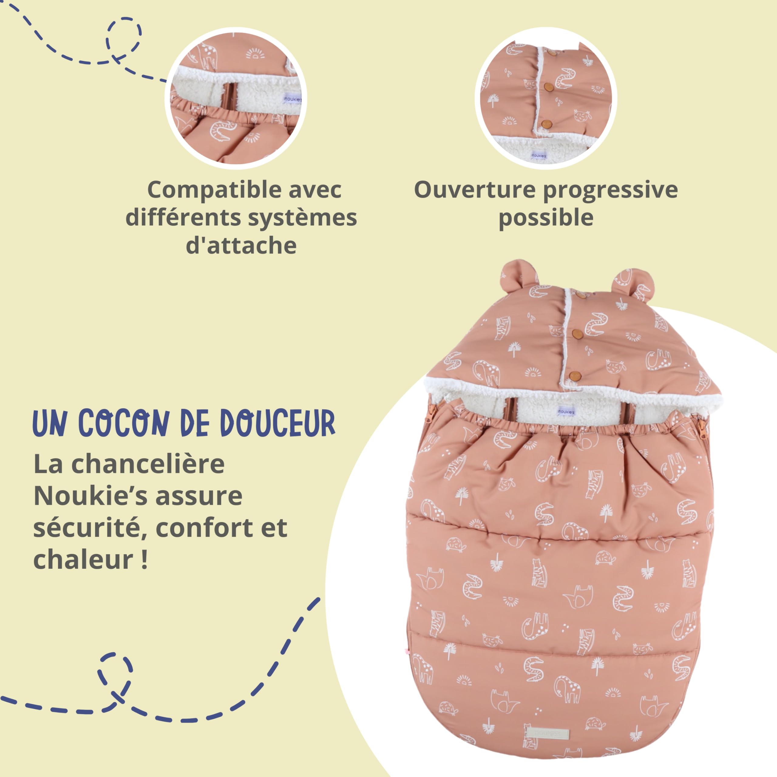 noukies-babynest-wasserabweisend-karamell-tiermotiv-bis-4-5-monate image 3