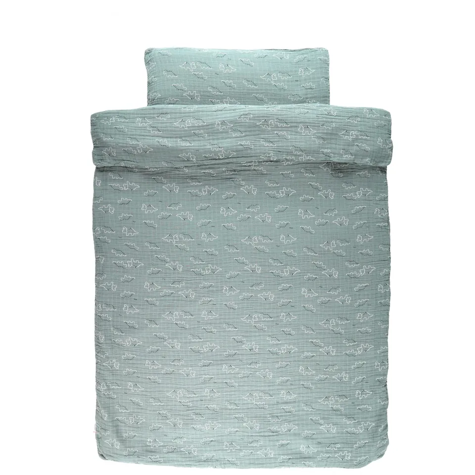 noukies-mix-match-bettbezug-100-x-140-cm-blau-dinosaurier-mit-kissenbezug image 1