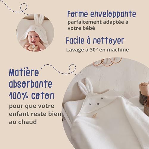 noukies-frottee-badeset-snow-wei-kapuzenbadetuch-waschhandschuh image 8