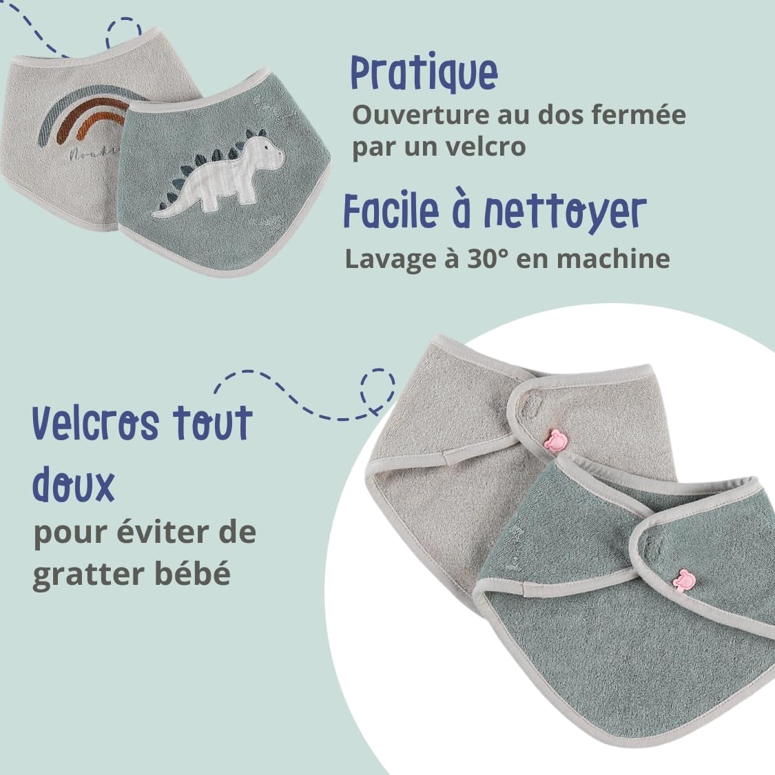 noukie-s-stegi-2er-bandana-l-tzchen-dinosaurier-bis-3-monate image 3