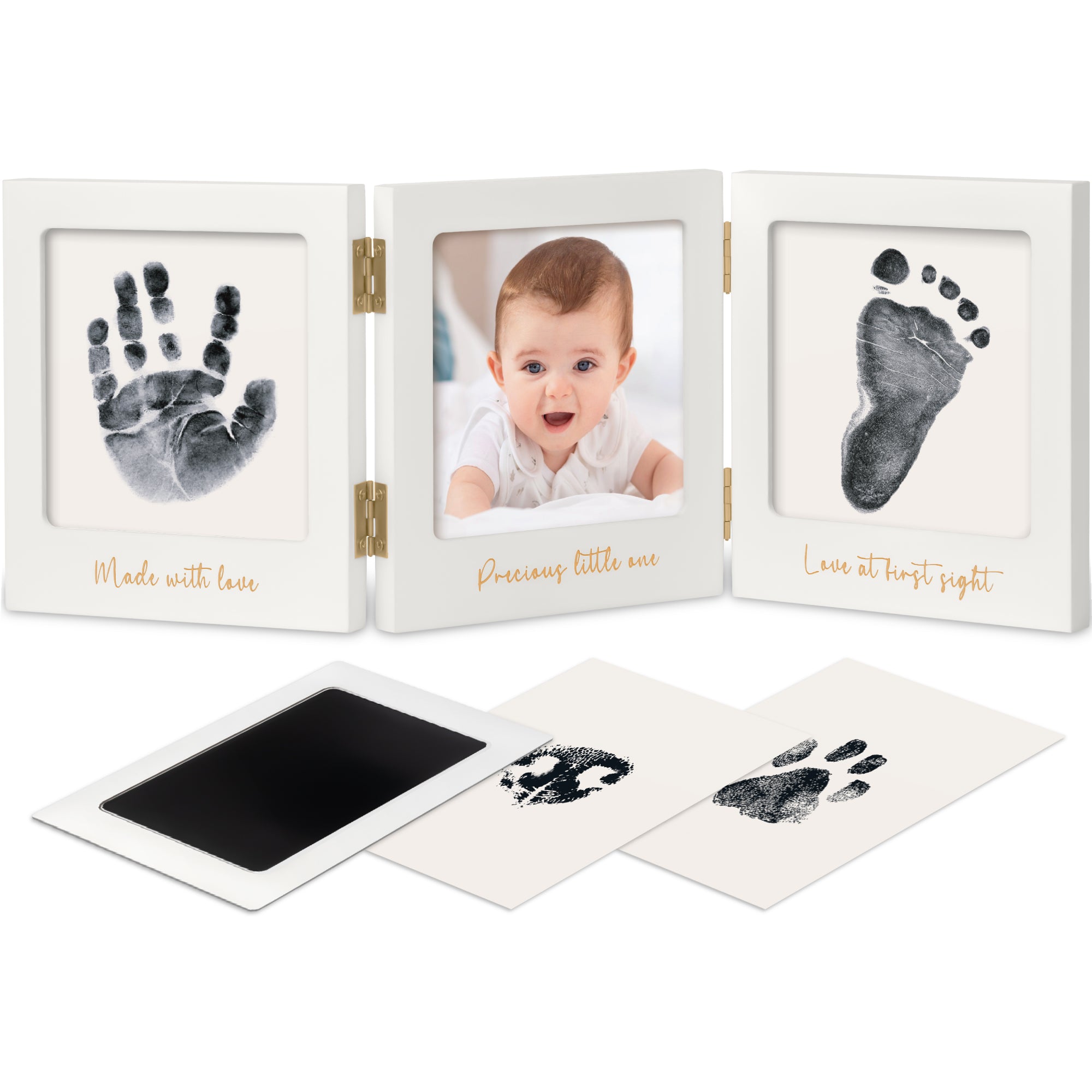 keababies-fond-inkless-hand-und-fu-abdruck-rahmen-holz-3-fach image 1
