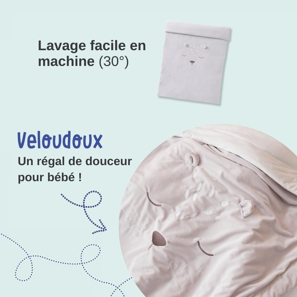noukies-babou-kendi-bettbezug-100-x-140-cm-grau-mit-kissenbezug image 3