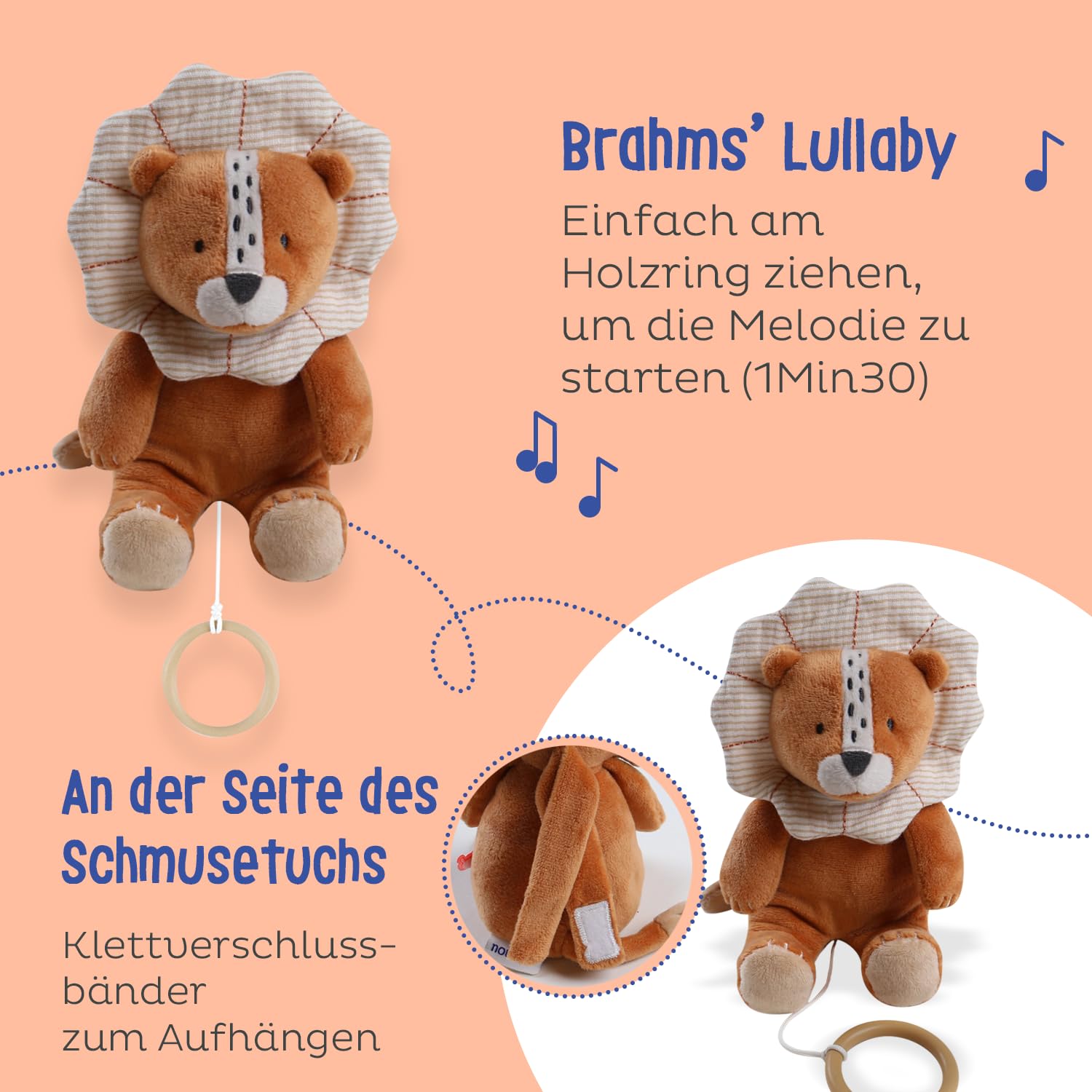 noukies-babou-mini-schmusetuch-mit-musik-veloudoux-holzring image 3