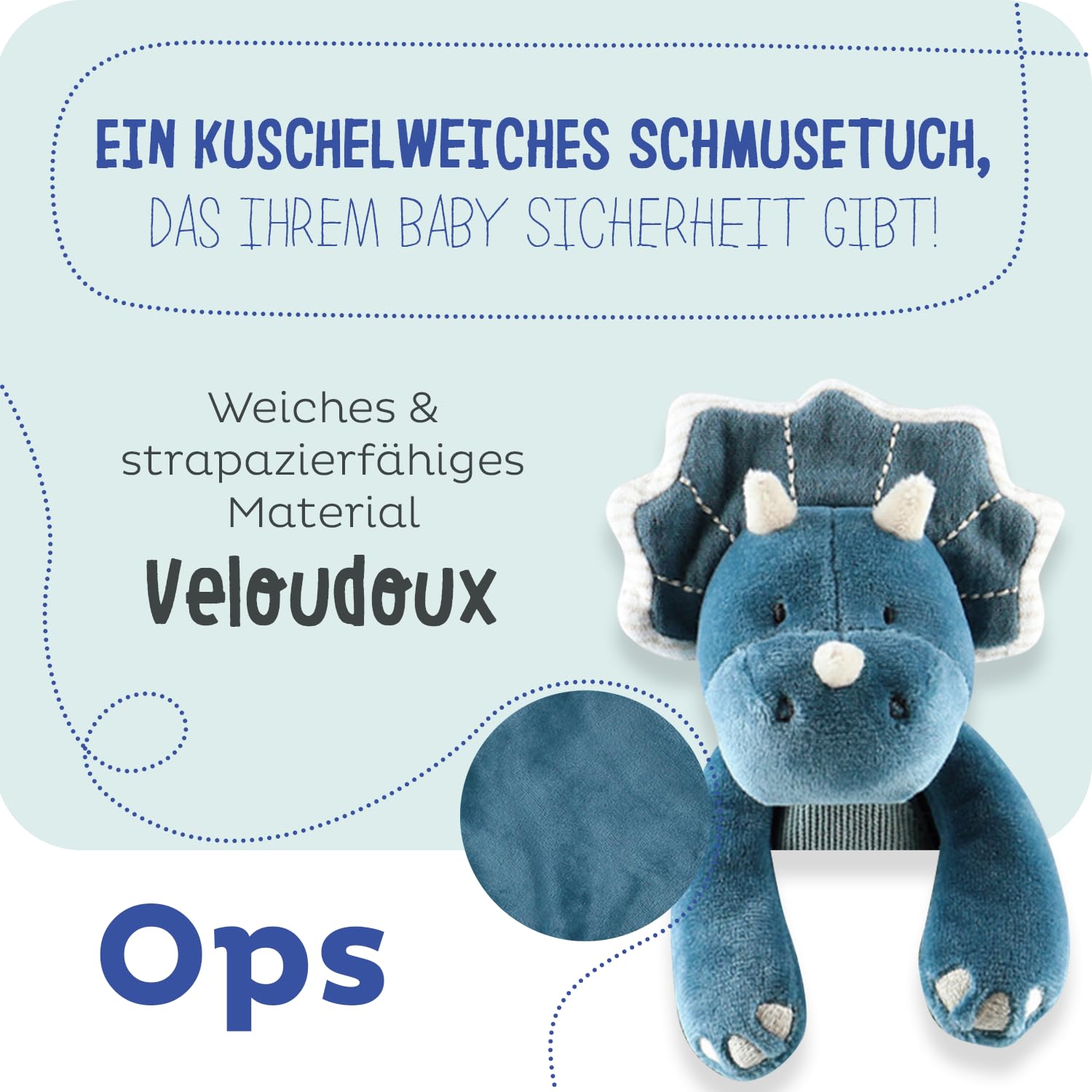 noukies-schmusetuch-ops-der-triceratops-veloudoux-blau image 2