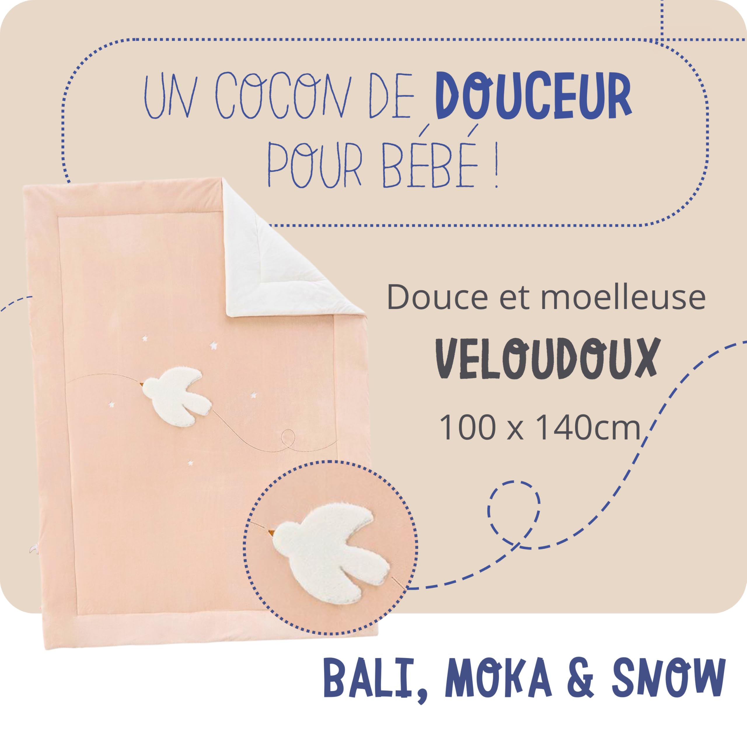 noukie-s-veloudoux-decke-bali-moka-snow-rosa-100-x-140-cm image 2