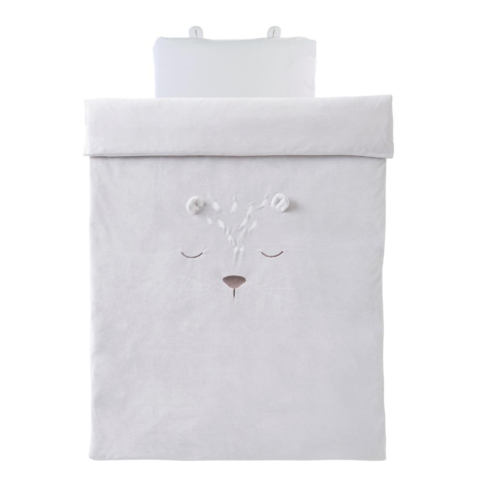 noukies-babou-kendi-bettbezug-100-x-140-cm-grau-mit-kissenbezug image 1