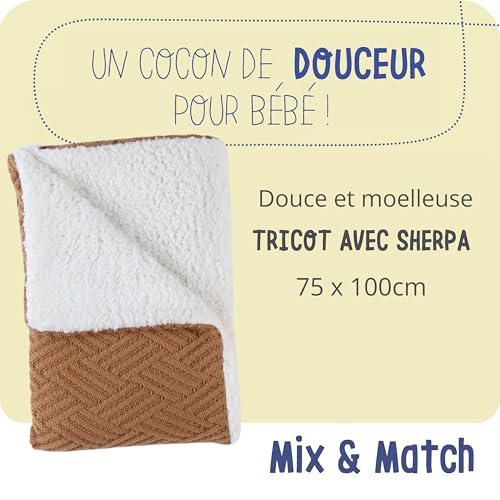 noukie-s-mix-match-strickdecke-sherpa-karamell-75-x-100-cm-bio-baumwolle image 7
