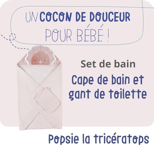 noukies-badeset-frottee-popsie-puderrosa-kapuzenbadetuch-waschhandschuh image 7