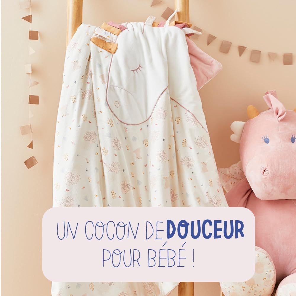 noukie-s-lina-joy-veloudoux-decke-ecru-rosa-100-x-140-cm image 4