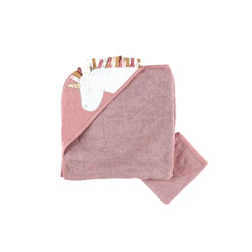 noukies-lina-joy-badset-kapuzenbadetuch-waschhandschuh-ecru-rosa image 6