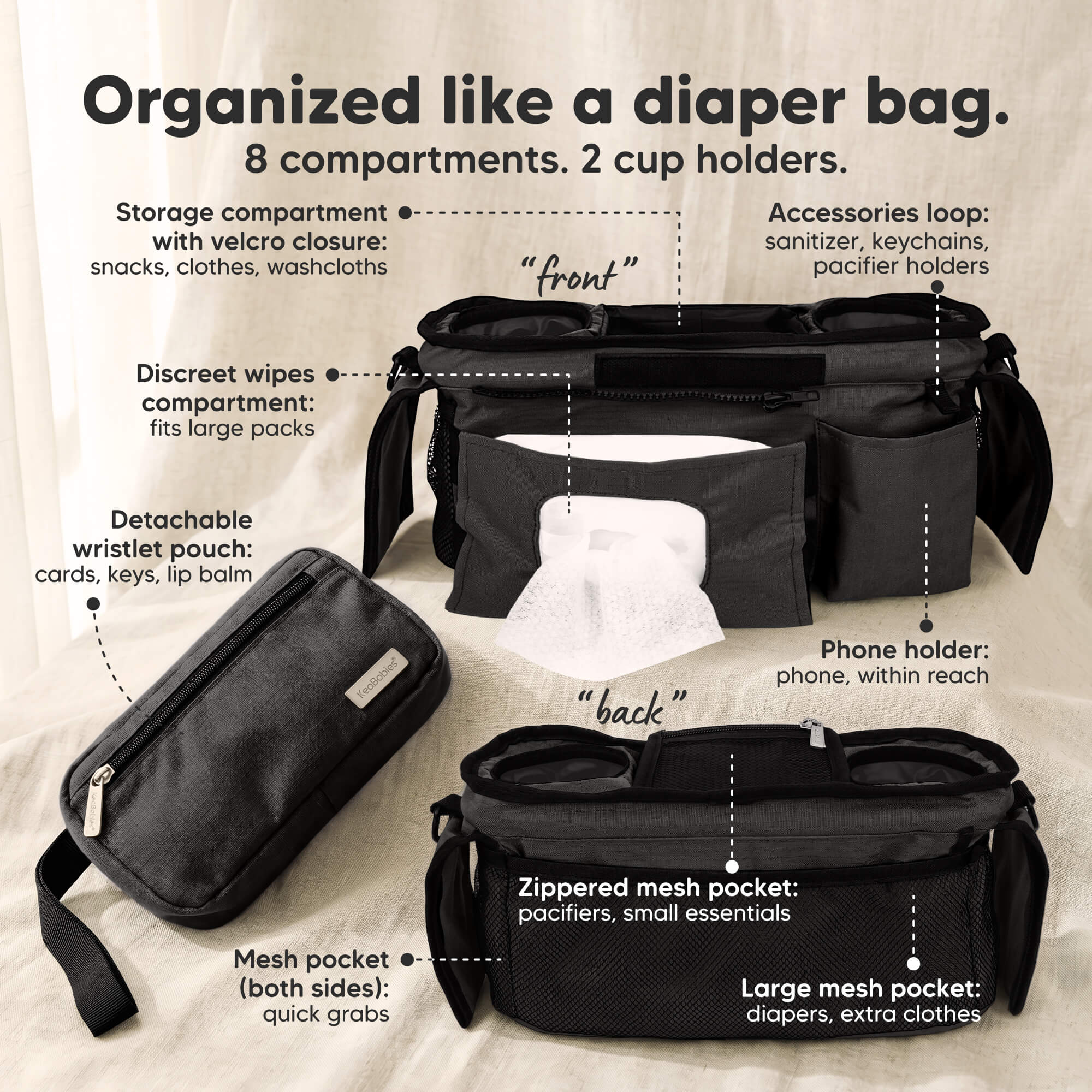 keababies-stash-kinderwagen-organizer-mini-wickeltasche-schwarz image 3