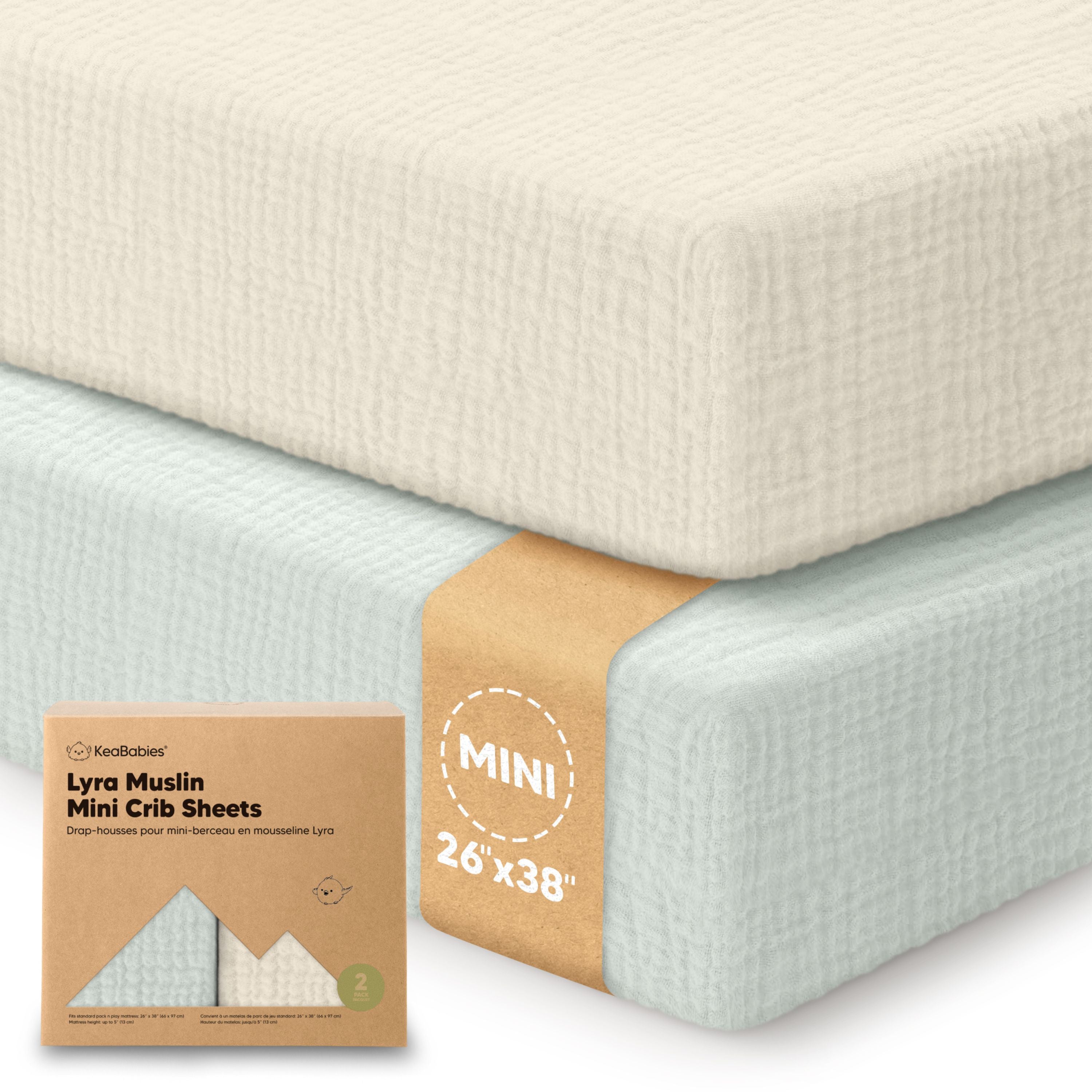 keababies-2-pack-lyra-musselin-mini-crib-spannbettlaken image 1
