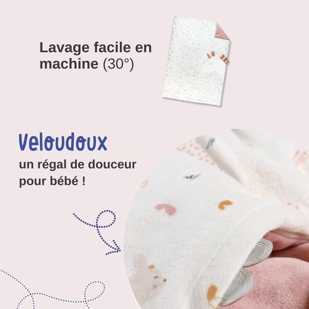 noukie-s-lina-joy-veloudoux-decke-ecru-rosa-100-x-140-cm image 3