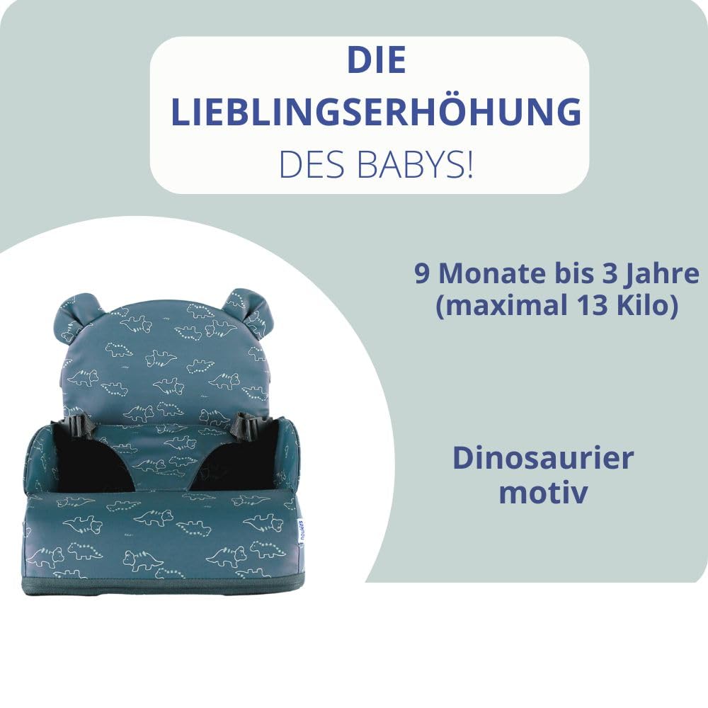 noukies-baby-sitzerh-hung-booster-ocker-dino-9-monate-bis-3-jahre image 2