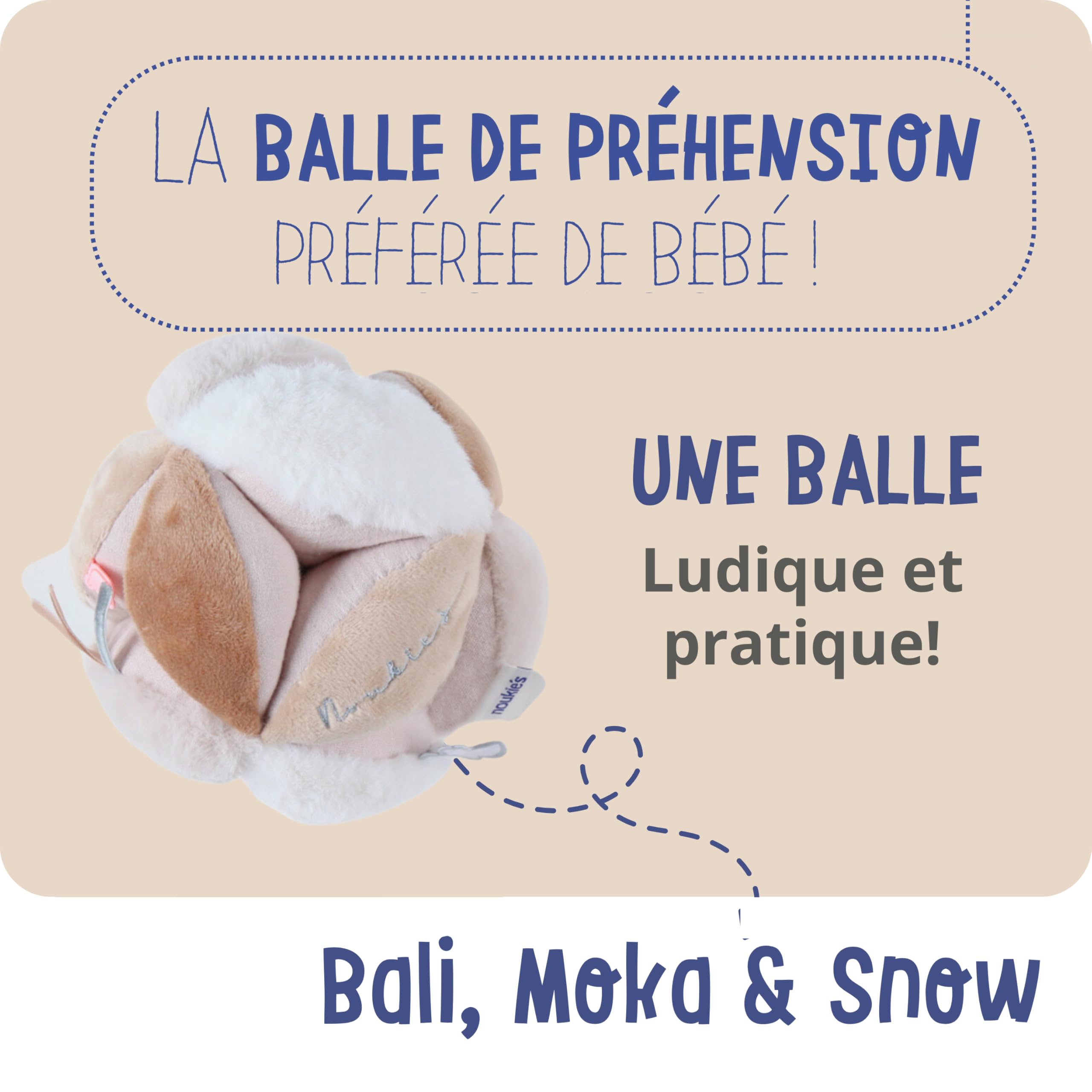 noukies-greifball-mix-match-ecru-beige-karamell-15-cm-ab-geburt image 2