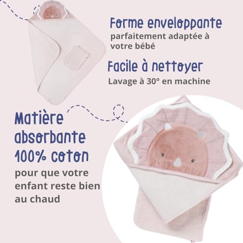 noukies-badeset-frottee-popsie-puderrosa-kapuzenbadetuch-waschhandschuh image 8