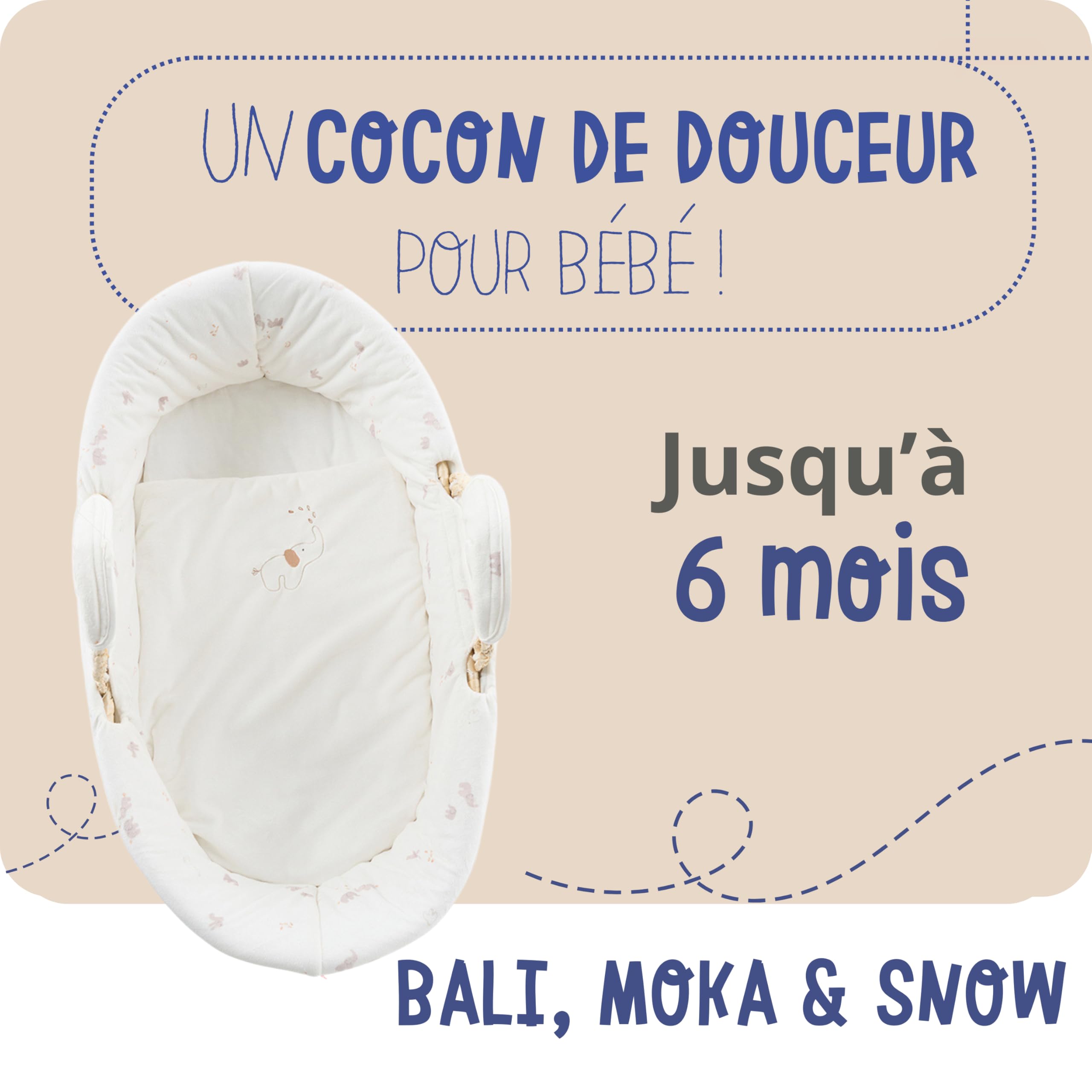 noukies-moseskorb-veloudoux-bali-mokka-snow-80-x-50-x-30-cm-mit-matratze image 2