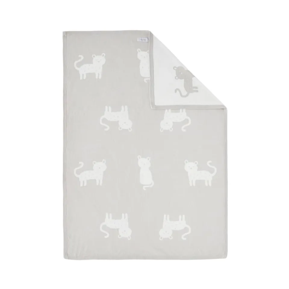 noukies-babou-kendi-strickdecke-bio-jacquard-75x100-cm-grau-leopard image 1
