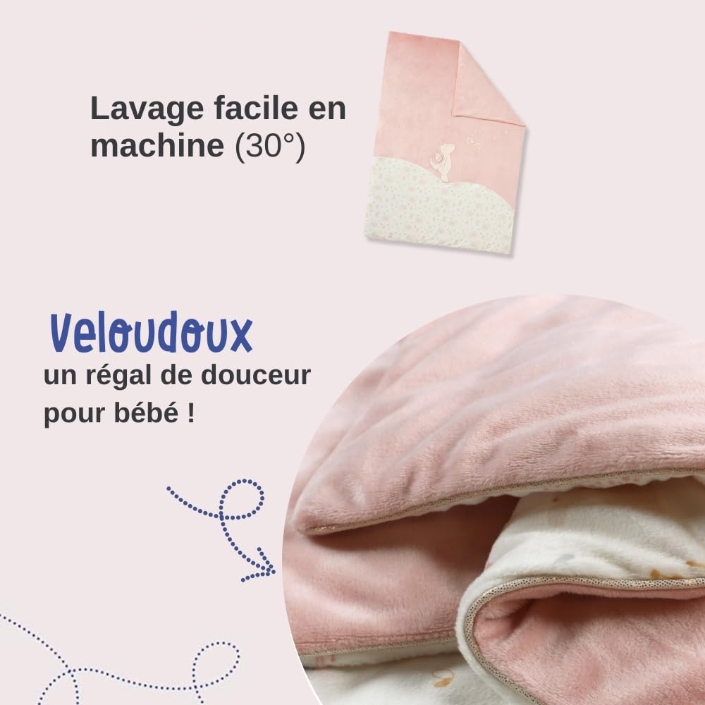 noukies-veloudoux-tagesdecke-mix-match-rosa-natur-100x140-cm image 3