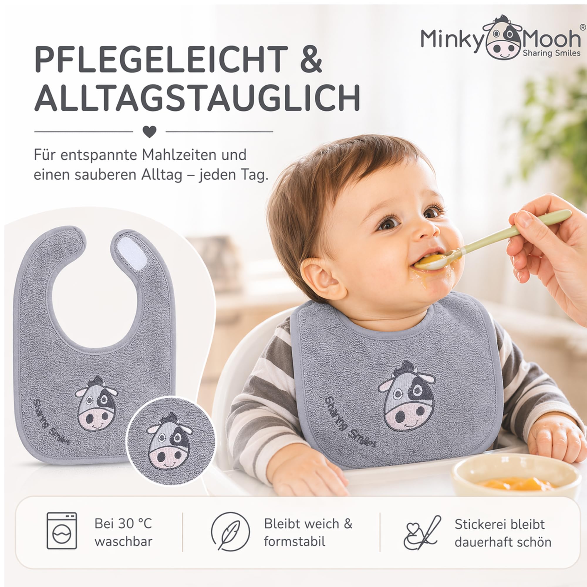 minky-mooh-babyl-tzchen-mit-klettverschluss-aus-bio-baumwolle-20x25-cm-grau image 4