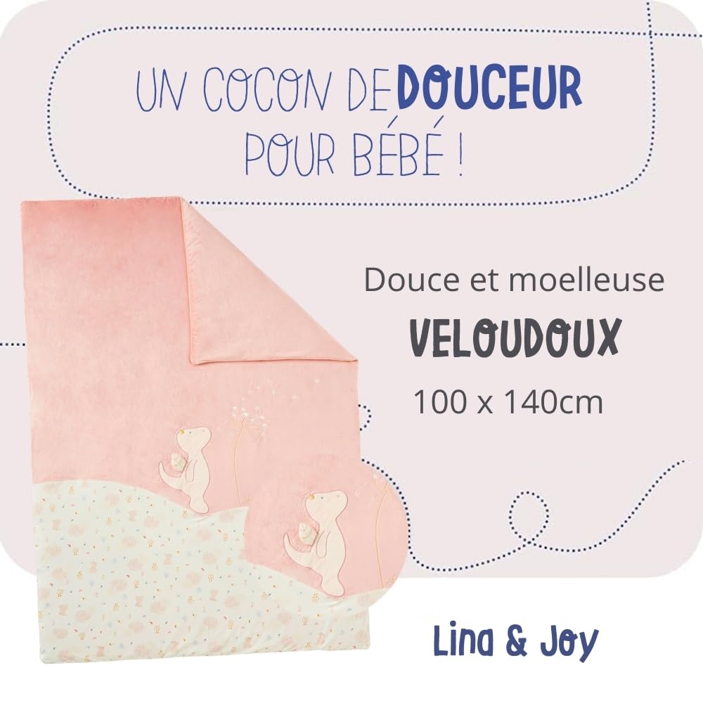 noukies-veloudoux-tagesdecke-mix-match-rosa-natur-100x140-cm image 2