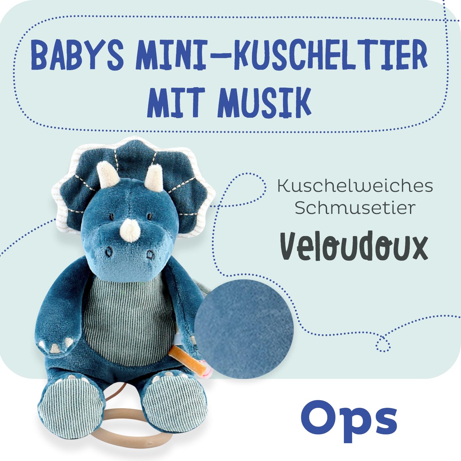 noukies-mini-schmusetuch-mit-musik-ops-veloudoux-mit-holzring image 2