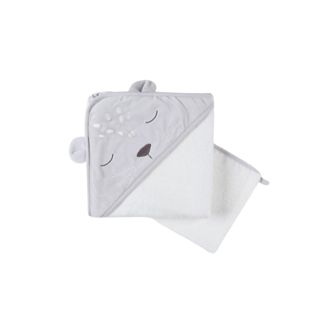 noukies-frottee-badeset-babou-kendi-grau-badetuch-handschuh image 1