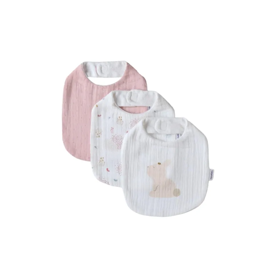 noukies-mix-match-set-mit-3-l-tzchen-bio-baumwollmusselin-ecru-und-rosa-0-12-mon image 1