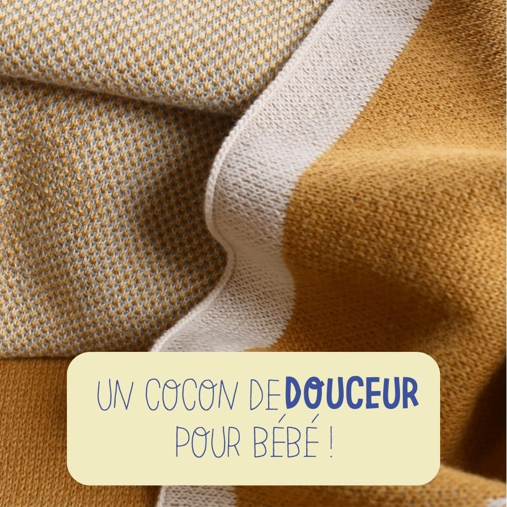 noukies-tiga-jacquard-decke-giraffe-ocker-100-x-140-cm-bio-baumwolle image 4