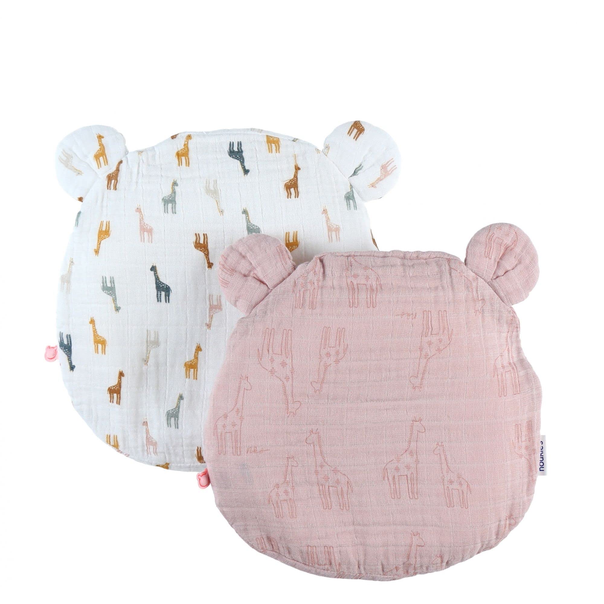 noukies-mix-match-babykissen-mit-2-bez-gen-rosa-wei-giraffe image 1