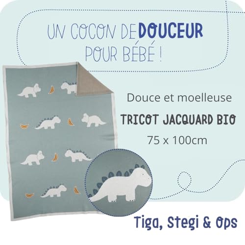 noukies-tiga-stegi-ops-jacquard-decke-75-x-100-cm-gr-n-dinosaurier-stegi-bio image 7