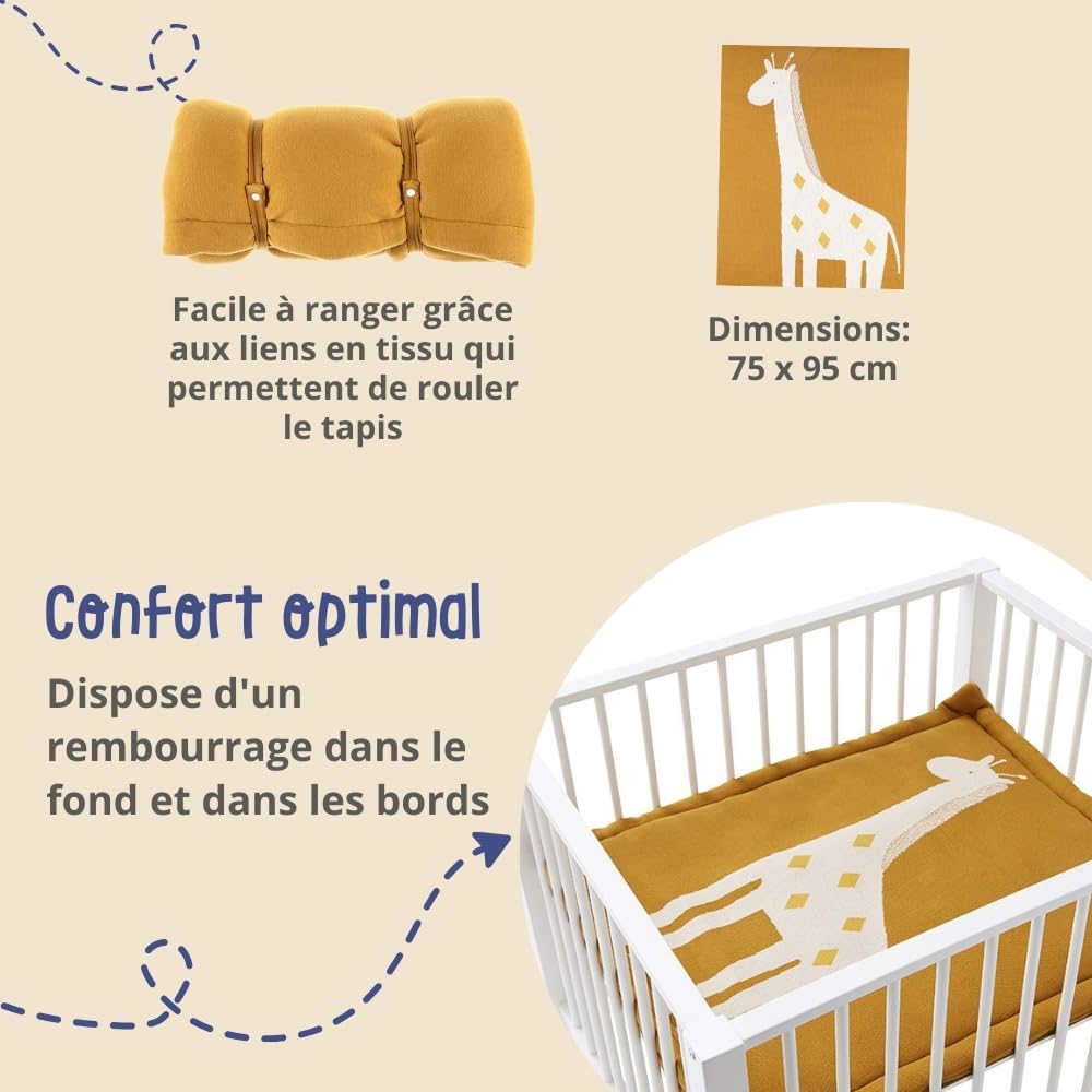 noukies-tiga-laufgittereinlage-bio-75-x-95-cm-giraffe-gelb image 3