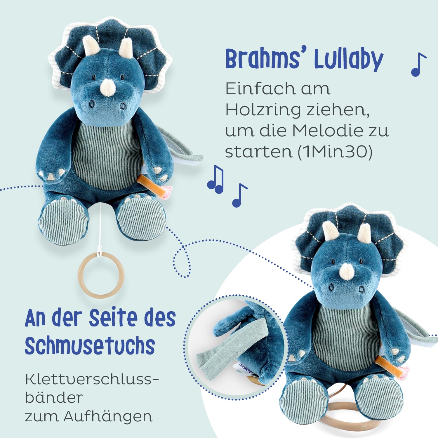 noukies-mini-schmusetuch-mit-musik-ops-veloudoux-mit-holzring image 3