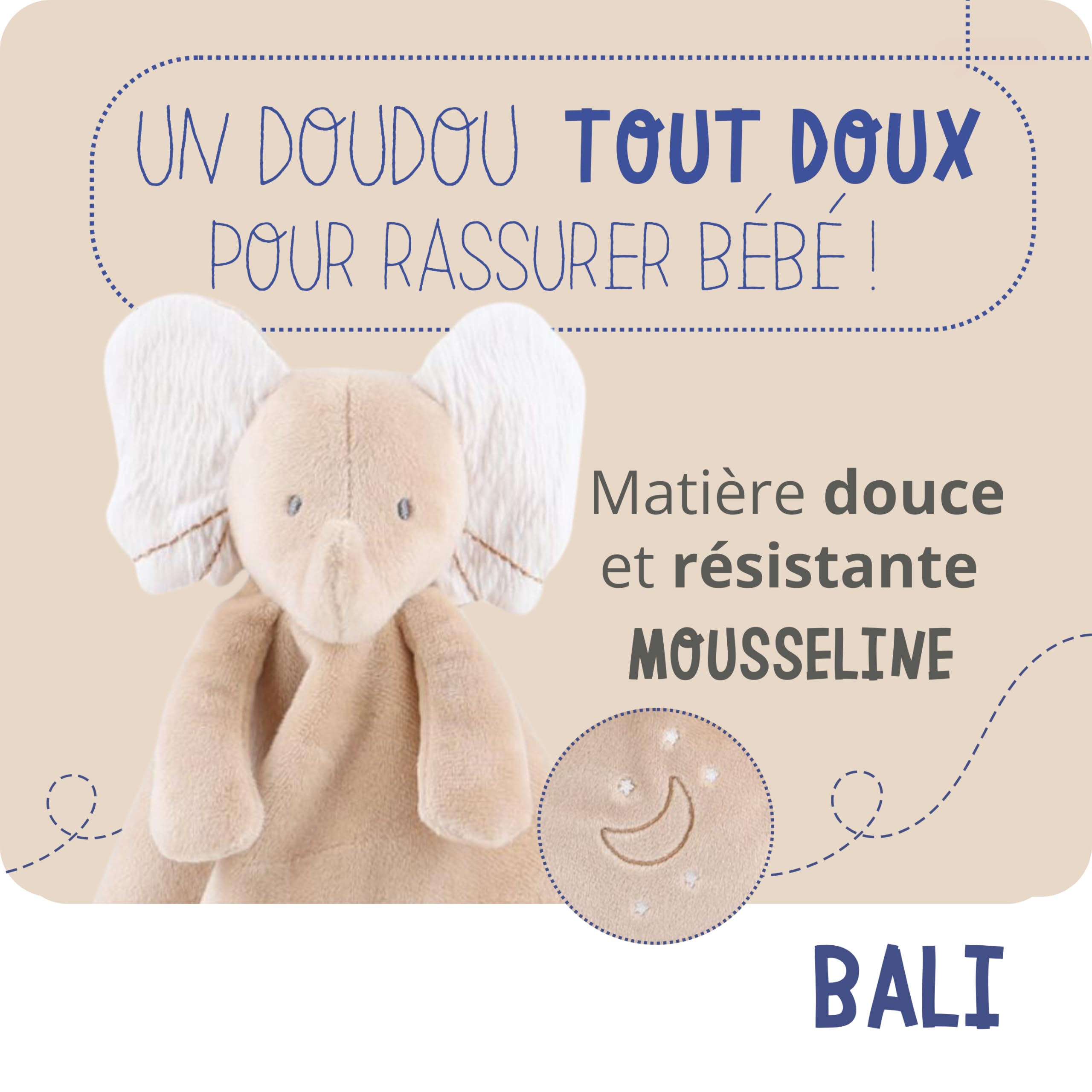 noukies-bali-der-elefant-schmusetuch-veloudoux-braun image 2