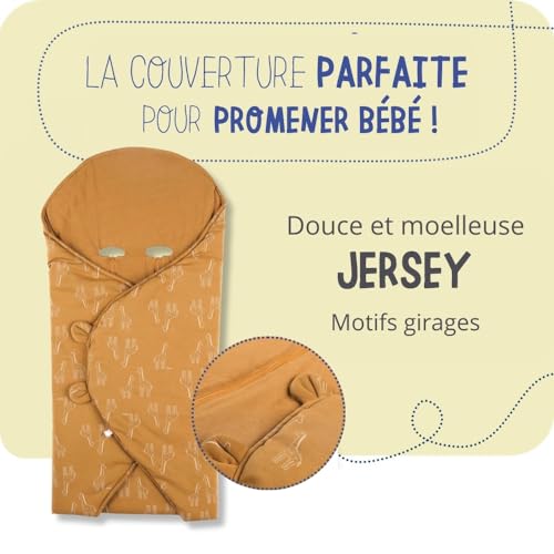 noukies-mix-match-tagesdecke-ocker-giraffe-bio-jersey-spazierdecke image 7