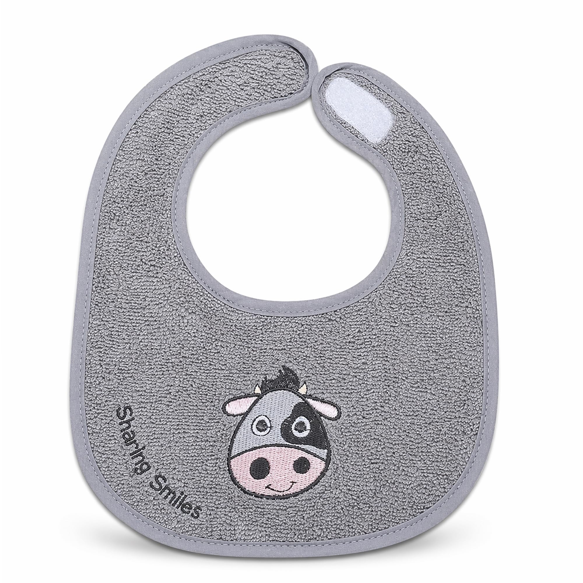 minky-mooh-babyl-tzchen-mit-klettverschluss-aus-bio-baumwolle-20x25-cm-grau image 1