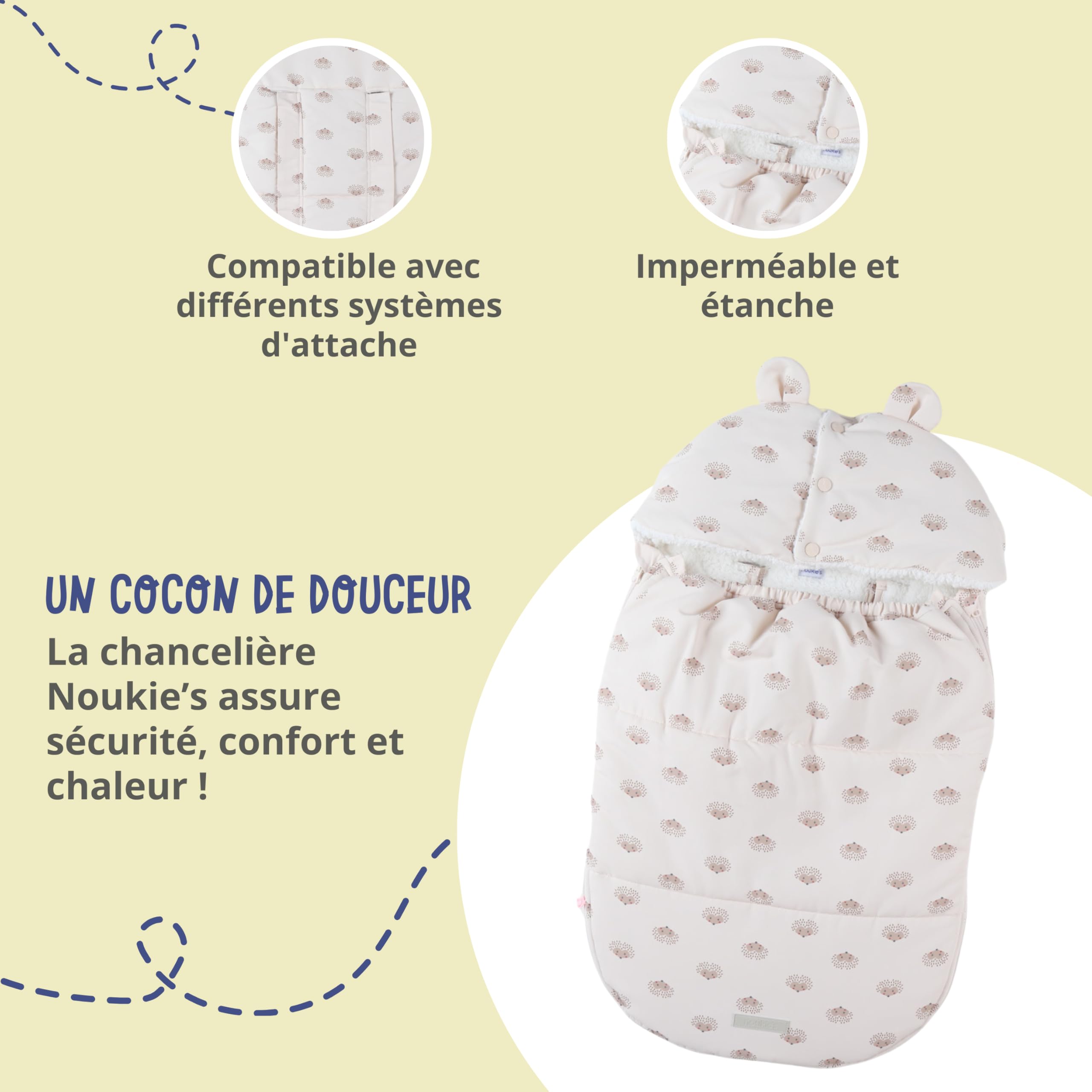 noukies-mix-match-babynest-wasserabweisend-hellrosa-igel-bis-4-5-monate image 3