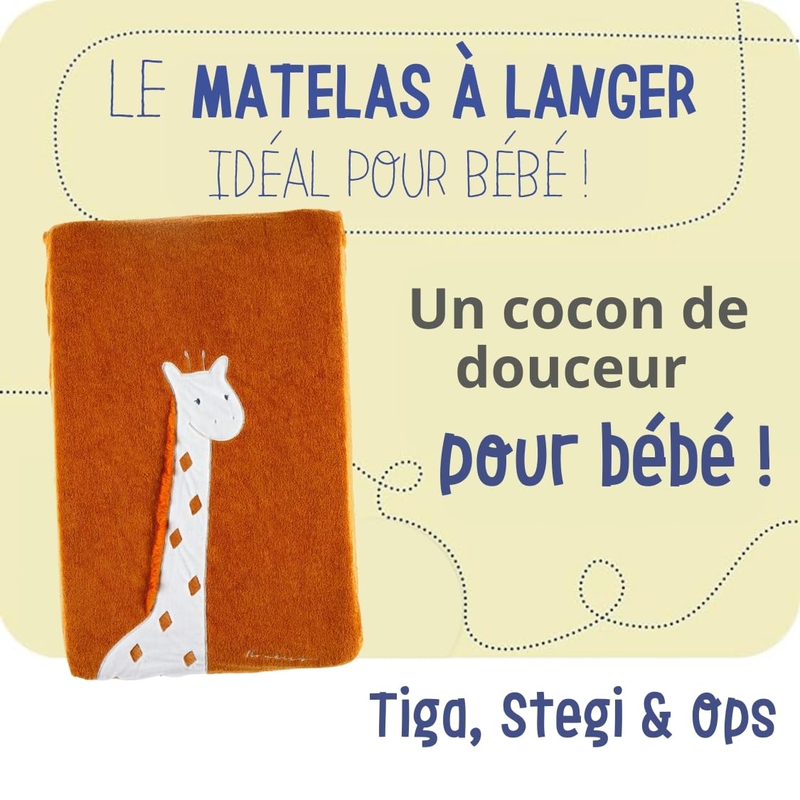 noukies-wickelauflage-mit-bezug-tiga-stegi-ops-giraffe-gelb image 2