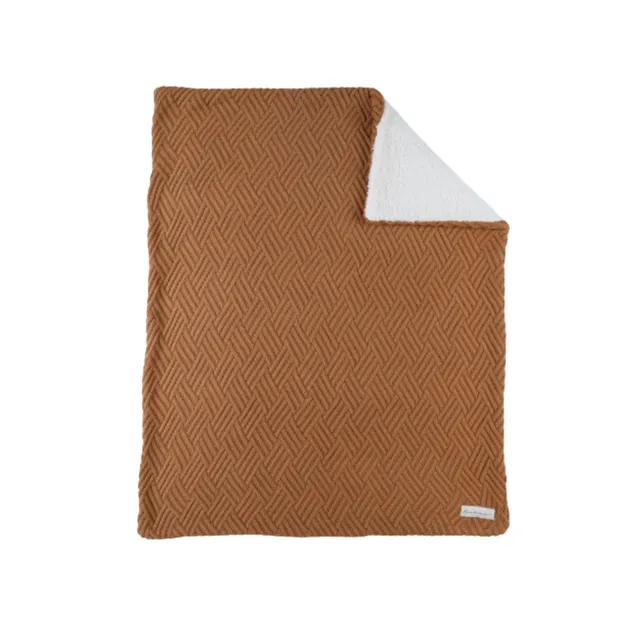 noukie-s-mix-match-strickdecke-sherpa-karamell-75-x-100-cm-bio-baumwolle image 1