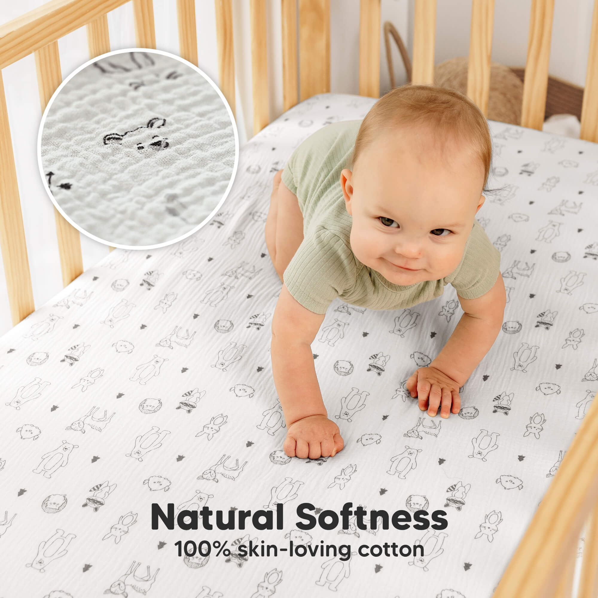keababies-lyra-musselin-spannbettlaken-babybett-52x28-zoll-2er-set image 2