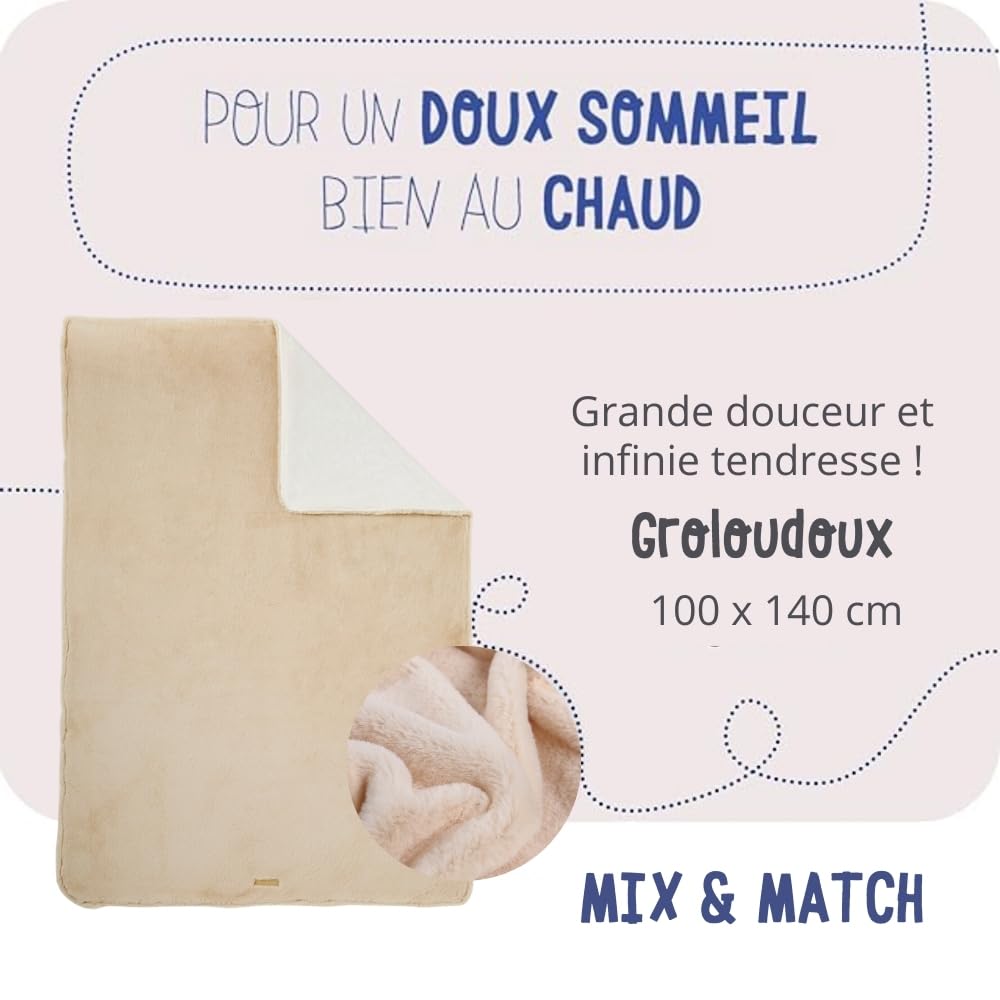 noukies-mix-match-groloudoux-decke-100x140-cm-beige image 2